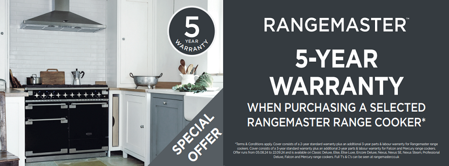 Rangemaster 5 Year Warranty Promo 5th August to 22nd September 2024