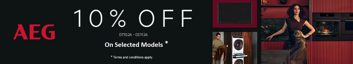 AEG 10% Off Promo on selected models using voucher code. Ends 03/11/2026