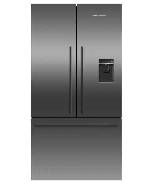 Fisher and Paykel RF540ADUB7 Freestanding Plumbed-In American Fridge Freezer - Black Steel - F Rated
