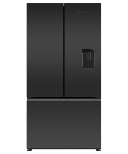 Fisher and Paykel RF540AZUB6 American Fridge Freezer, Plumbed, Black, E Rated