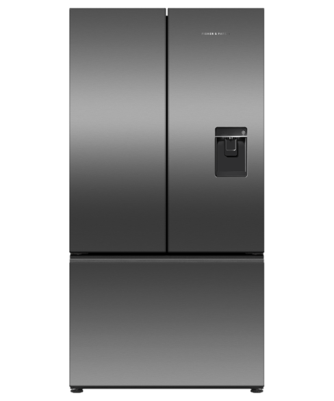 Fisher and Paykel RF540ANUB6 American Fridge Freezer, Black Stainless Steel, Plumbed, E Rated