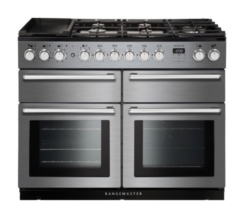 Rangemaster NEXSE110DFFSS/C 110cm Wide Dual Fuel Range Cooker - Stainless Steel / Chrome - A Rated