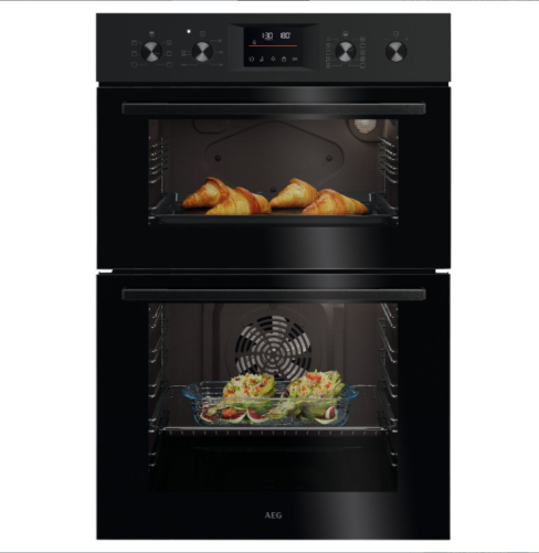 AEG OU5CP40B Built-in Double Oven in Black, A2 Energy