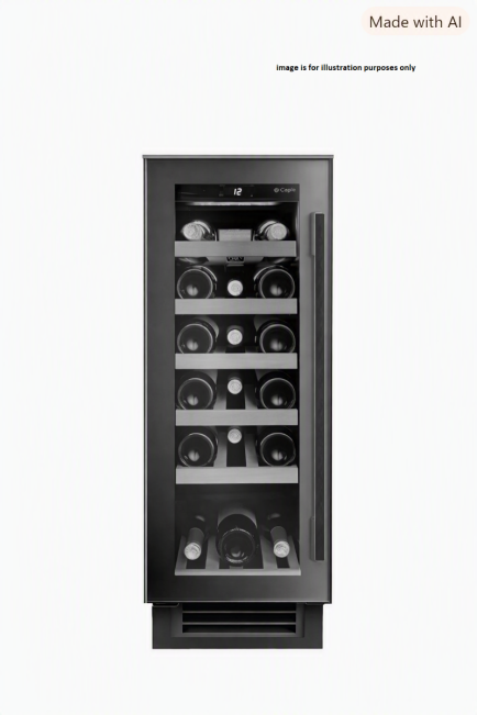 Caple WI3126BG 295mm Wide Undercounter Built In  Single Zone Wine Cooler Black