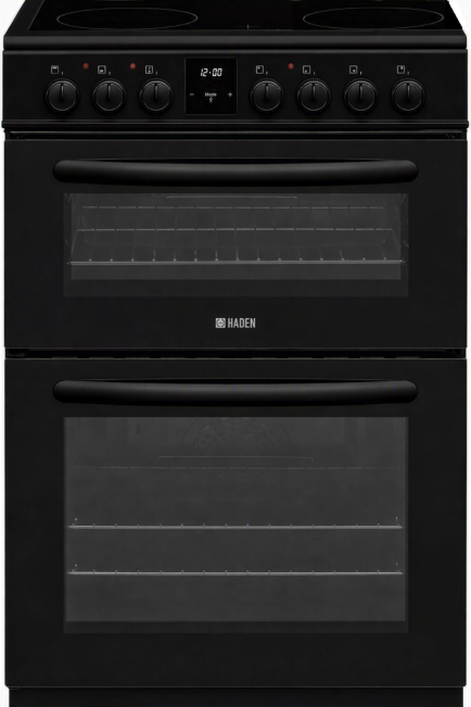 Haden HCE60DOPB 60cm Double Oven with Ceramic Hob - Black A Rated
