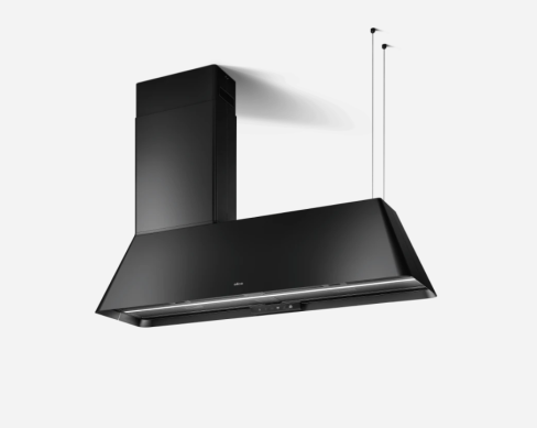 Elica IKONA-MAXXI-SS 120cm Wide Suspended Island Hood In Black A Rated