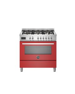 Bertazzoni PRO96L1EROT2 Professional 90cm Range Cooker Single Oven Dual Fuel Gloss Red