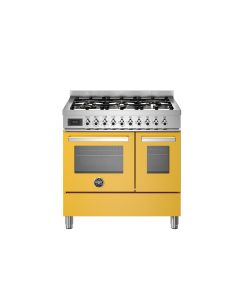 Bertazzoni PRO96L2EGIT2 Professional 90cm Range Cooker Twin Oven Dual Fuel Gloss Yellow