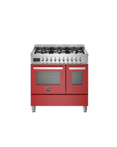 Bertazzoni PRO96L2EROT2 Professional 90cm Range Cooker Twin Oven Dual Fuel Gloss Red