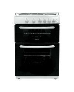 Statesman GDL60W2 Glass Lid Twin Oven Gas Cooker, 4 Gas Burners, 60cm Wide, White