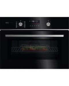 AEG GK6NK40FB Compact Combi Microwave Oven - Gloss Black with Steel Trim
