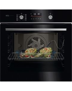 AEG GA5CB50FAB Built In Electric Single Oven - Gloss Black with Steel Trim
