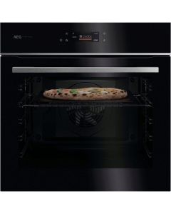 AEG GX7PB63FSB Built In Electric Single Oven with PizzaExpert - Gloss Black with Steel Trim, A++ Rated
