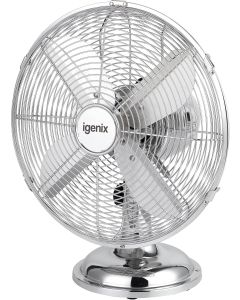 igenix DF1250 12 Inch Desk Fan, 3 Speeds, Chrome