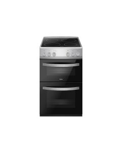 Amica AFC502SS 50cm Electric Dual Cavity, Ceramic Hob Cooker in Silver