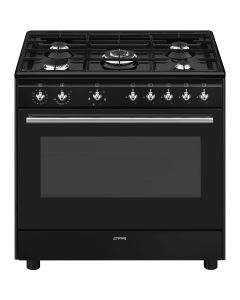 Smeg CX91GMBL 90cm Concert Dual Fuel Range Cooker Black
