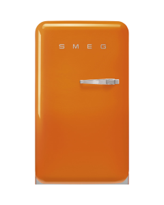 Smeg FAB10LOR6 55cm Retro 50s Style Free Standing Fridge with Ice Box in Orange, Left hand hinge