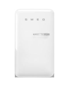 Smeg FAB10LWH6 55cm Retro 50s Style Free Standing Fridge with Ice Box in White, Left hand hinge