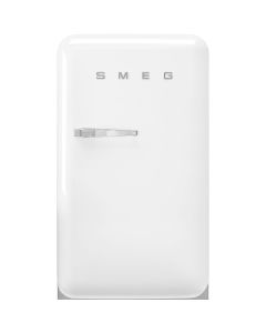 Smeg FAB10RWH6 55cm Retro 50s Style Free Standing Fridge with Ice Box in White, Right hand hinge