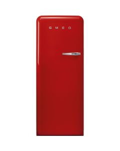 Smeg FAB28LRD5UK 60cm Retro 50s Style Free Standing Fridge with Ice Box in Red, Left Hand Hinge