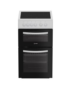 Indesit ITE5VMW Freestanding 50cm Twin Cavity Cooker with Ceramic Hob in White A Rated