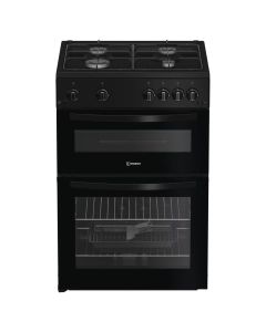 Indesit ITG6GB Freestanding 60cm Twin Cavity Gas Cooker in Black A+ Rated