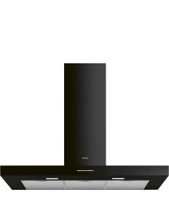 Smeg KBT100BL 100cm Universal T Shape Chimney Cooker Hood, Black A Rated