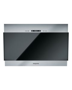 Hotpoint PHVP64FALK 60cm Angled Wall Cooker Hood in Black-Silver