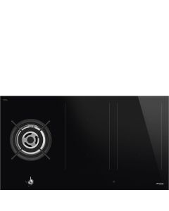 Smeg PM3953D 90 cm Classic Mixed Fuel Gas + Induction Hob, Black