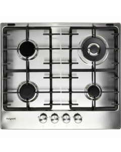 Hotpoint PPH60GDFIXUK 60CM Flame Control Gas on Metal Hob - Stainless Steel - Cast Iron Supports