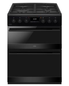 CDA CFD600MB 60cm Dual Fuel Cooker with Double Oven in Black, A Rated