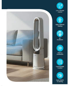Rediffusion REDAC05WT 3-in-1 Bladeless Air Purifier, Fan, & Heater