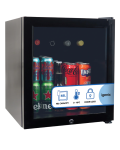 igenix IGBF046TTB Tabletop Drinks Fridge, 48 Litre, Black