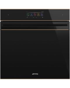 Smeg SO6606WAPNR Dolce Stil Novo 60cm Built-In Omnichef Single Oven with Steam & Microwave Functions, Black - Copper Trim