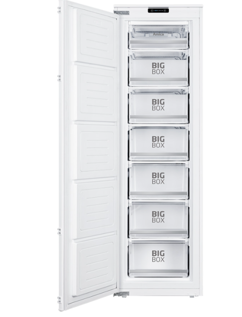 Amica BZ2263 54Cm Wide Built-In Tall Freezer, Manual Defrost with Sliding Hinge System