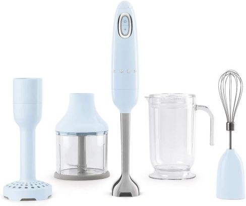 Smeg HBF22PBUK 4- in-1 Hand Blender with Potato Masher and Whisk, 700W, Pastel Blue