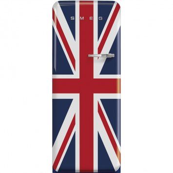 Smeg FAB28LDUJ5 60cm Retro 50s Style Free Standing Fridge with Ice Box in Union Jack Colours, Left Hand Hinge