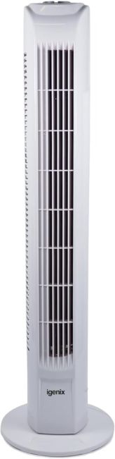 igenix DF0035T Tower Fan, Oscillating, 7.5 Hour Timer, 29 Inch, White