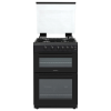 Statesman GDL60B Glass Lid Double Oven Gas Cooker, 4 Gas Burners, 60cm Wide, Black