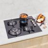 Caple C744G 58cm Gas On Glass Hob 4 Burner with Cast Iron Supports - Black