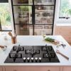 Caple C7591G 86cm wide Gas On Glass Hob 5 Burner with Cast Iron Supports - Black
