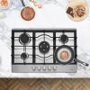Caple C768G 75cm Wide 5 Burner Gas Hob with Cast Iron Supports - Stainless Steel