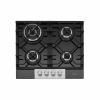 Caple C786G 59cm Gas On Glass Hob 4 Burner with Cast Iron Supports - Black/Stainless Steel