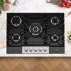 Caple C787G 70cm Gas On Glass Hob 5 Burner with Cast Iron Supports - Black/Stainless Steel