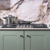 Caple C789G 88 cm Gas On Glass Hob 5 Burner with Cast Iron Supports - Black/Stainless Steel