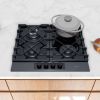 Caple C886G 59cm Gas On Glass Hob 4 Burner with Cast Iron Supports - Black/Gunmetal