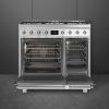 Smeg C92GMX2 90cm Symphony Steel Double Cavity Dual Fuel Cooker
