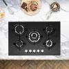 Caple C944G 75cm wide Gas On Glass Hob 5 Burner with Cast Iron Supports - Black