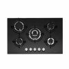 Caple C944G 75cm wide Gas On Glass Hob 5 Burner with Cast Iron Supports - Black