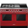 Smeg CPF120IGMPR 120cm Portofino Dual Fuel Range Cooker with Mixed Hob - Red
